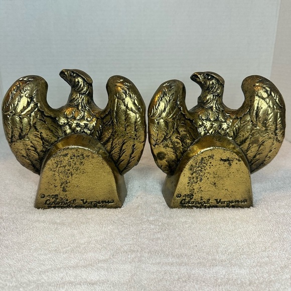Vintage Colonial Virginia Hamilton cast brass 1776 Eagle Bookends - Picture 4 of 6